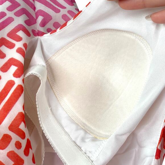 Jantzen Pink Orange Geometric Print Asymmetric Swim Cover Up Dress SZ M/L - Picture 4 of 10